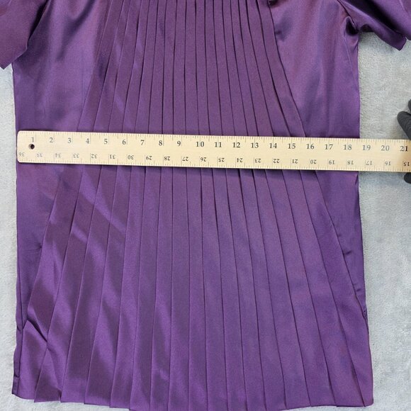 Michael Kors Shirt Womens Size 10 Purple Pleated Short Sleeve Tunic Dressy Top - Picture 10 of 13